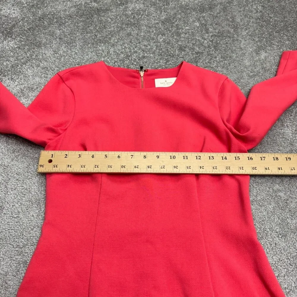 Kate Spade 3/4 Sleeve A-Line Shift Midi Dress Womens 6 Bright Pink Coral Stretch